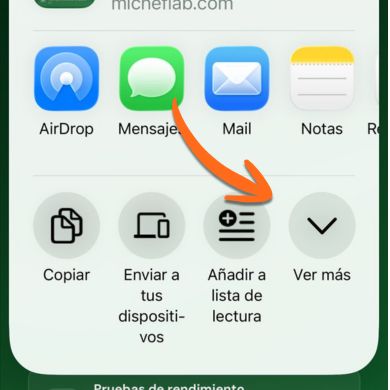 Toca Ver más en el menú compartir