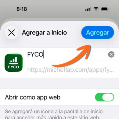 Toca Agregar arriba a la derecha